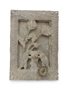 A Victor Mfg. Co. LA metal door knocker and viewing window