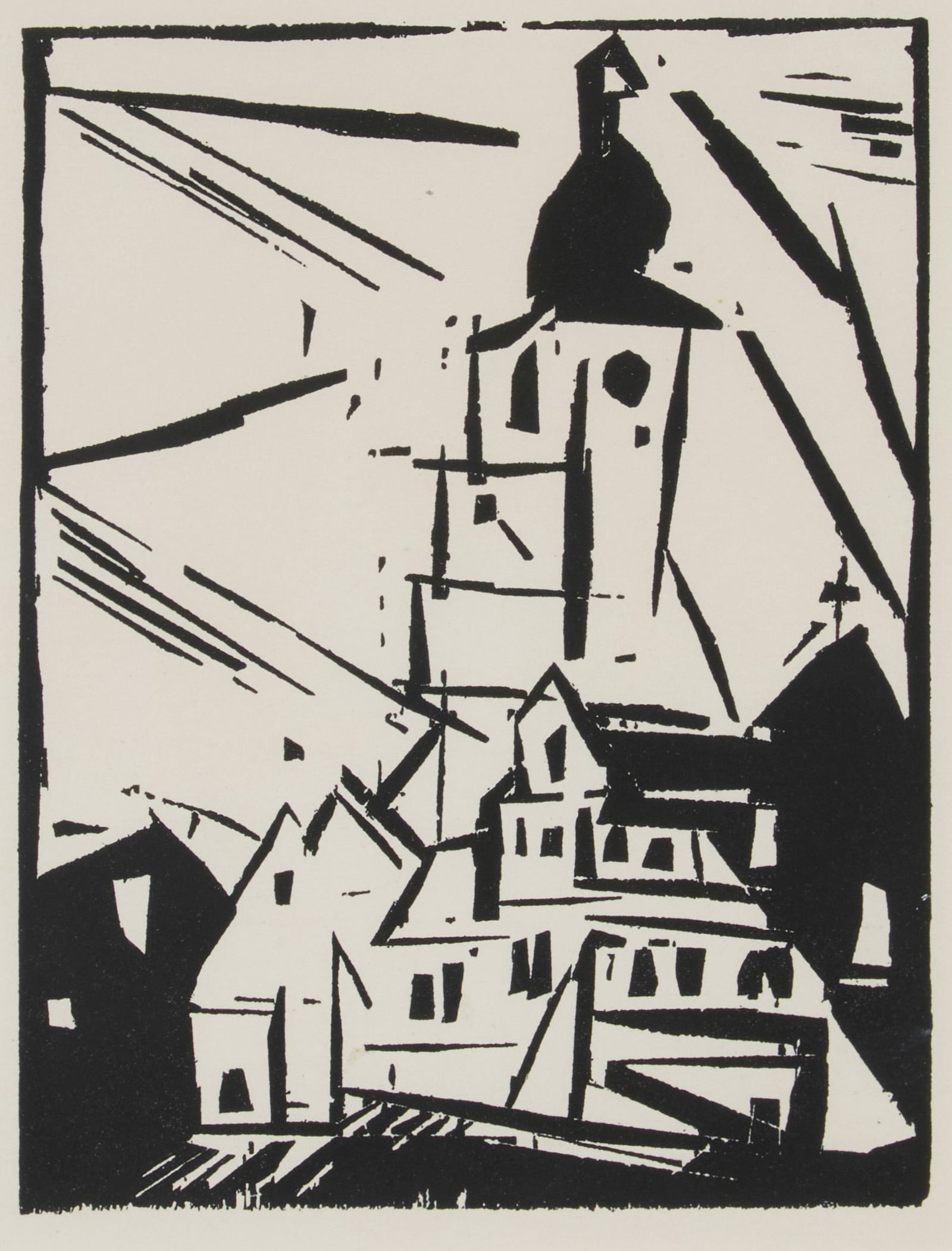 Lyonel Feininger (1871-1956), "Buttelstedt," from "Jahrbuch der jungen Kunst," vol. 1, 1920: Lyonel Feininger(1871-1956)"Buttelstedt," from "Jahrbuch der jungen Kunst," vol. 1, 1920Woodcut on paperFrom the edition of unknown sizeAppears unsigned; Klinkhardt & Biermann, Leipzig, Germany, pub.I