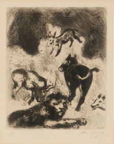 Marc Chagall (1887-1985), "Le Lion Devenu Vieux," from "Fables de la Fontaine," circa 1930