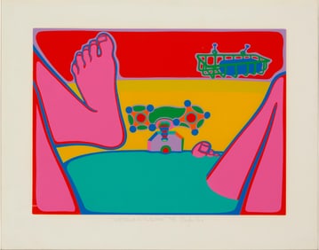 Clayton Pond (b. 1941), "Self-Portrait in the Bathtub," from the suite "Things In My Studio," 1973