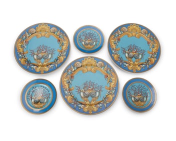 Six Versace Rosenthal porcelain 'Les Tresors de la Mer' plates