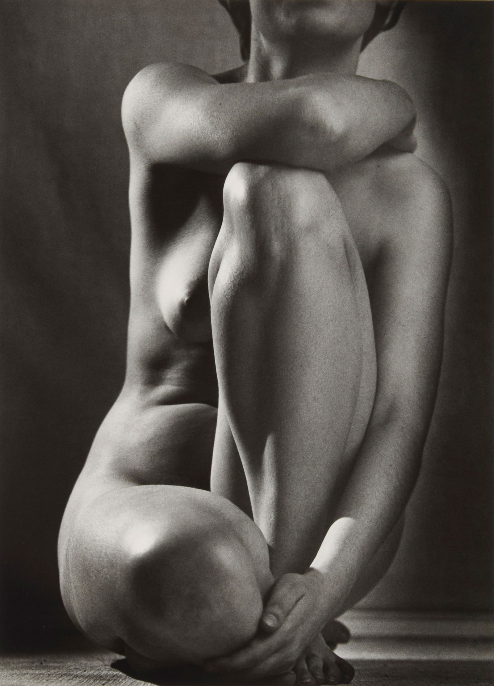 Ruth Bernhard (1905-2006), "Classic Nude," from "The Eternal Body" portfolio, 1952: Ruth Bernhard(1905-2006)"Classic Nude," from "The Eternal Body" portfolio, 1952Gelatin silver print on paper mounted to matboardUnsigned; printed laterImage/Sheet: 9.75" H x 7" W; Matboard: 16.75" H x