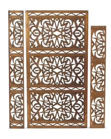 Three Art Deco brass panels
