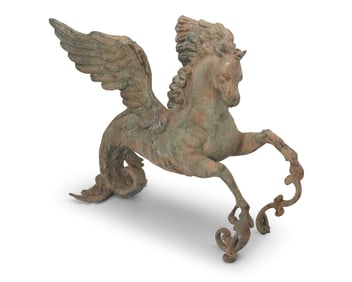 A patinated bronze model of Pegasus