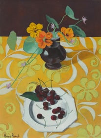 Pierre Ramel (1927-1997), "Cerises et capucines"