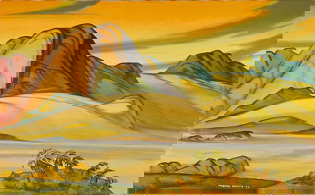 Tarmo Pasto (1906-1986), Landscape with hills, 1976