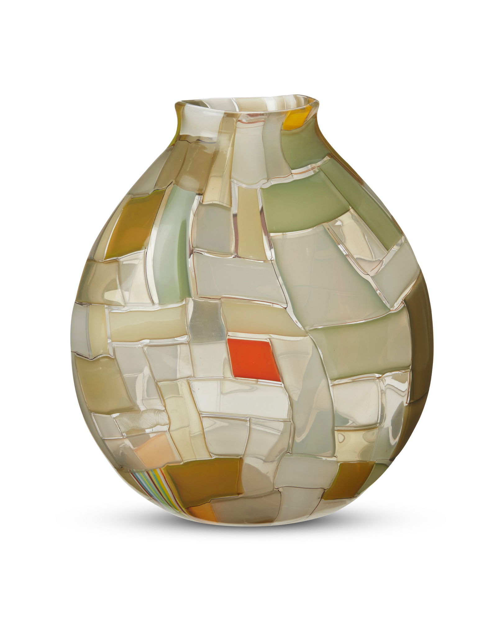 Robin Mix (b. 1959), A 'Crazy Quilt' art glass vase, 1998: Robin Mix (b. 1959)A 'Crazy Quilt' art glass vase, 1998Etched signature and date to underside: Robin MixPatchwork glass10.5" H x 8.625" W x 3.875" D