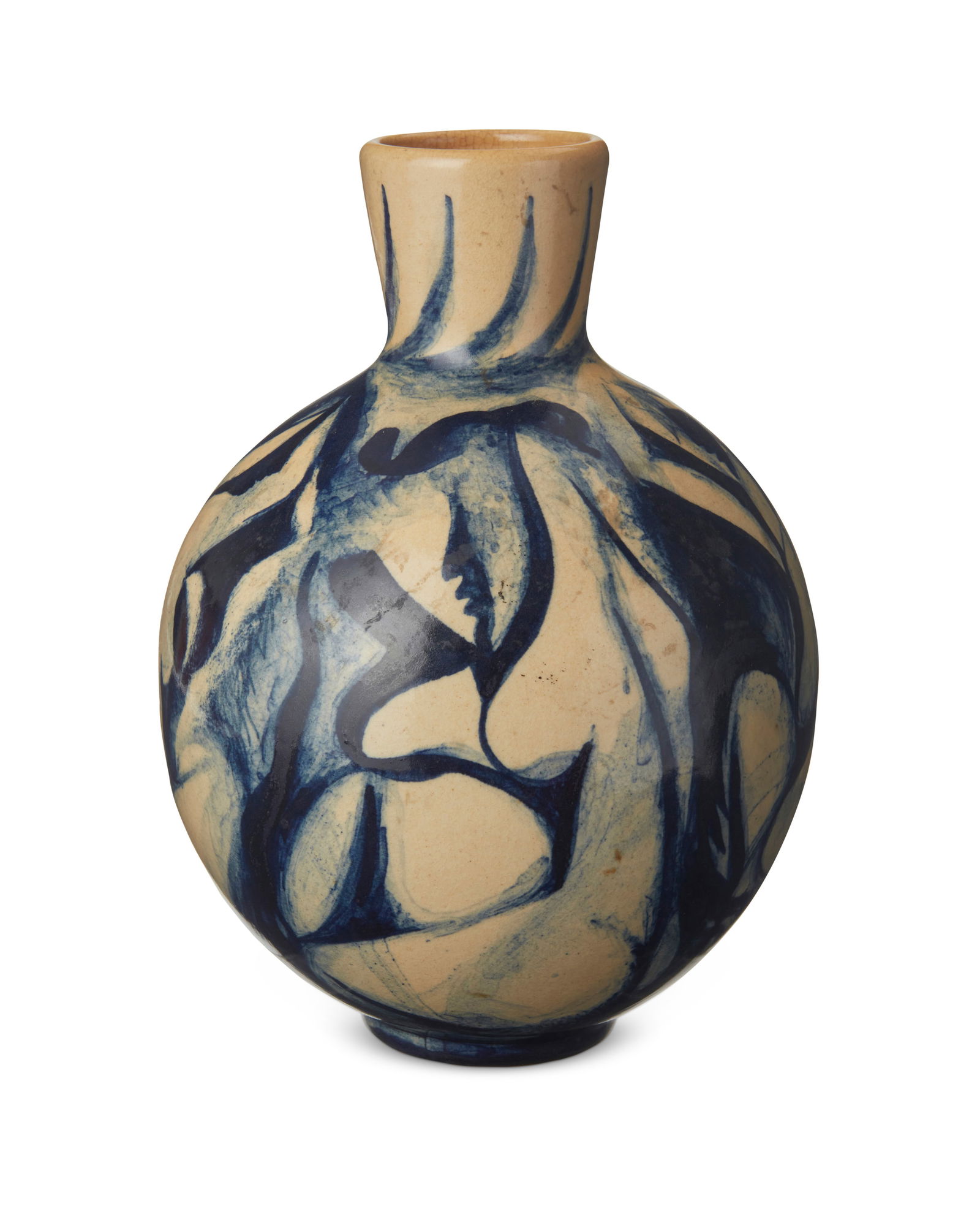 A Modern glazed ceramic vase: A Modern glazed ceramic vaseMid-20th centuryMarked to underside: IST D'ARTE / MOFree-form shapes depicted in the glaze9.25" H x 7" Dia.