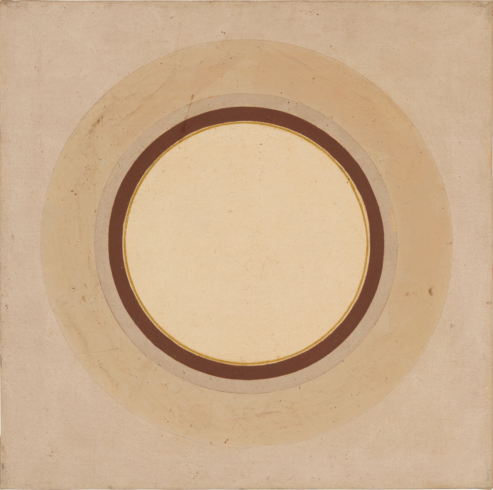 Richard Carter (b. 1946), "Pond Radial," 1973: Richard Carter(b. 1946)"Pond Radial," 1973Acrylic, gesso, and masking tape on canvasSigned, titled, and dated on the canvas overlap: Carter / 5?21?7318" H x 18" W