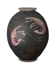 A Nancy Giusti raku-style pottery vase