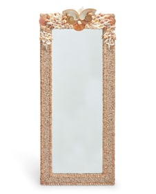 A Contemporary seashell-encrusted floor-length mirror