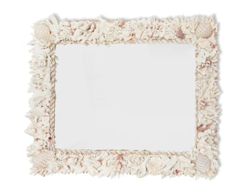 A Contemporary seashell-encrusted mirror