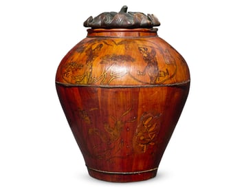 A Chinese wood storage container