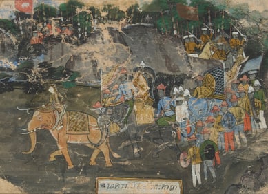 A Thai narrative painting, Thailand, Rattanakosin period, 19th/20th Century