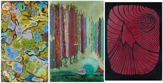 Three enamel on copper plaques by Saul Epstein (20th Century)