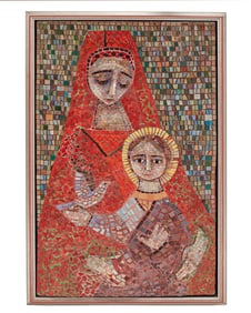 A Contemporary mosaic of the Madonna and Child