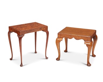 Two Queen Anne-style wood side tables