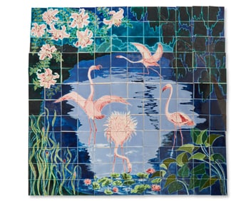 A hand-painted ceramic tile picture