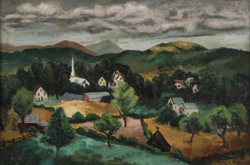 Alexander Brook (1898-1980 New York, NY): ''Woodstock, N.Y.'', rolling hills landscape, signed lower right: Alexander Brook, signed again, titled and dated verso: 1924, oil on canvas, 20'' H x 30'' W, est: $2000/3000