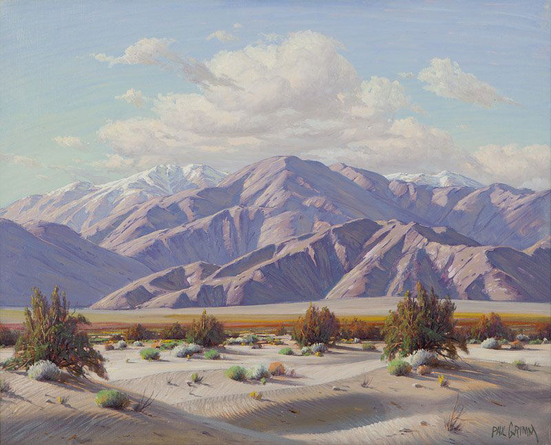 Paul Grimm (1891-1974 Palm Springs, CA): ''Nature's Forms'', signed lower right: Paul Grimm, signed again and titled verso, numbered on the stretcher: B-90, oil on canvas, 24'' H x 30'' W, est: $6000/8000 Exhibited: John Wayne Airport, Irvin