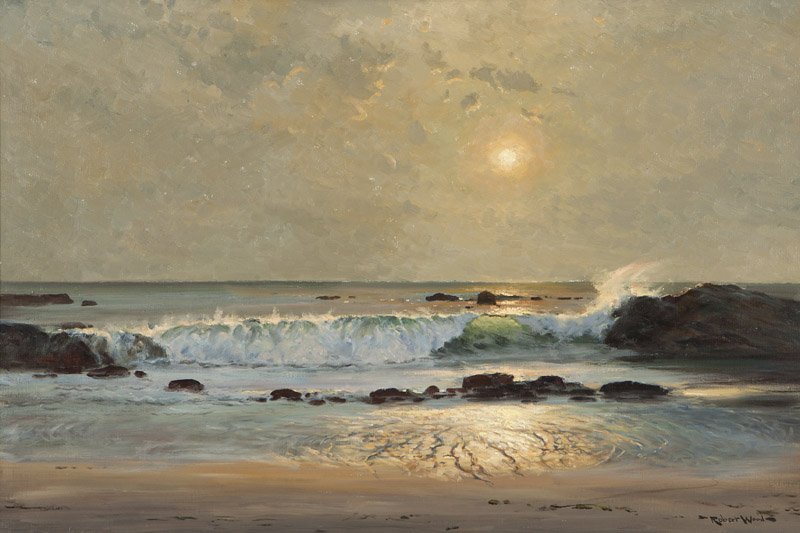 Robert W. Wood (1889-1979 Bishop, CA): ''A Peaceful Cove'', Laguna, signed lower right: Robert Wood, titled verso, oil on canvas, 24'' H x 36'' W, est: $4000/6000