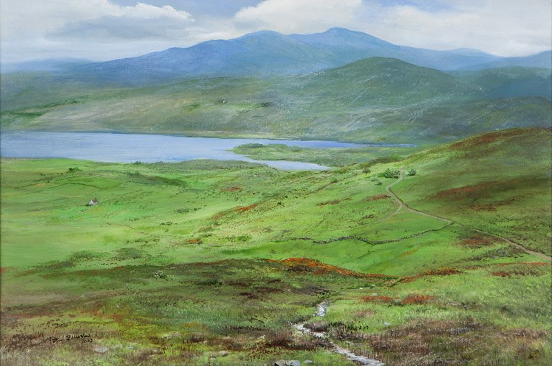 Peter Ellenshaw (1913-2007 Santa Barbara, CA): ''County Kerry, Ireland'', signed and dated lower left: Peter Ellenshaw 2003, numbered verso: 2331, acrylic on canvas, 24'' H x 36'' W, est: $2500/3500