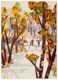 Hang Faji (b. 1946), "Small Bridge Over Stream in Autumn," 1982