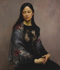 Wang Xin (b. 1957), "Girl in Flowered Shawl," 1987