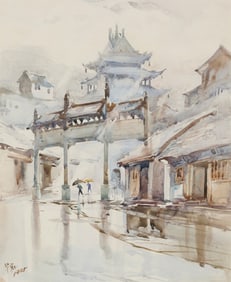 Hua Yiyu (1922-2005), "Xiantong Temple at Wutai Mountain," 1975