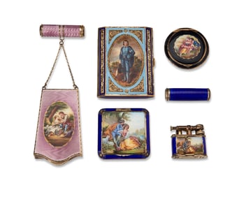 A group of Austrian sterling silver and enamel ladies' items