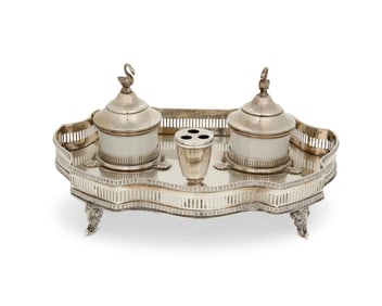 An Italian .800 silver inkstand