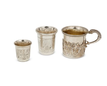 Three Russian silver cups