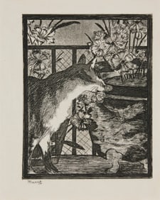 After Edouard Manet (1832-1883), "Cat and Flowers," from the "Les Chats" series, 1869