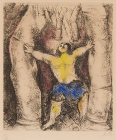 Marc Chagall (1887-1985), "Samson renverse les colonnes," plate 57 from "La Bible," 1931-39