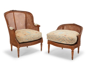 A Louis XV-style caned walnut Duchesse brisee