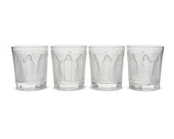 A set of ten Lalique glass 'Femmes Antique' tumblers