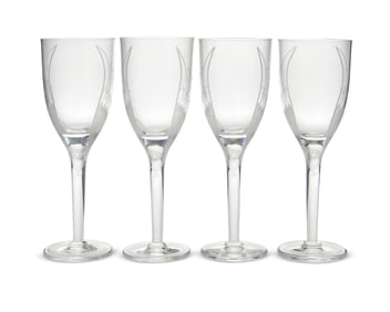 A set of twelve Lalique glass 'Ange' champagne flutes