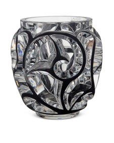 A Lalique black enameled glass 'Tourbillons' vase