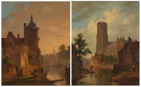 Bartholomeus Johannes van Hove (1790-1880), Two Dutch architectural views, 1832