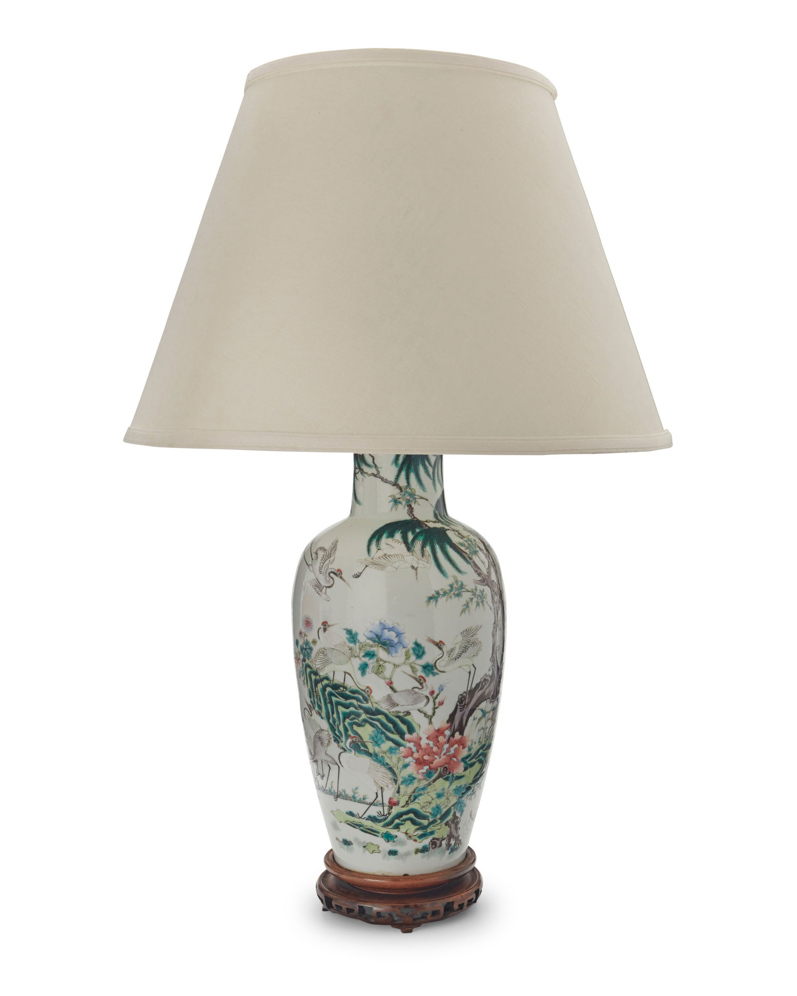 A Chinese polychrome porcelain vase as a lamp (1 of 5)