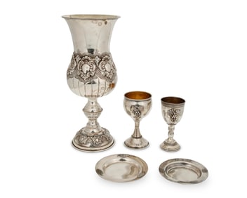 A group of sterling silver Kiddush cups