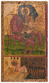 A Greek icon of a saint on horseback