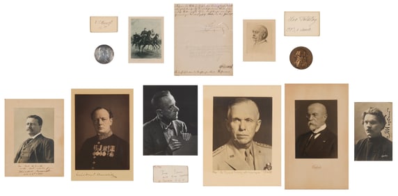 A collection of framed photographs, autographs, and medals, from 20th Century dignitaries and