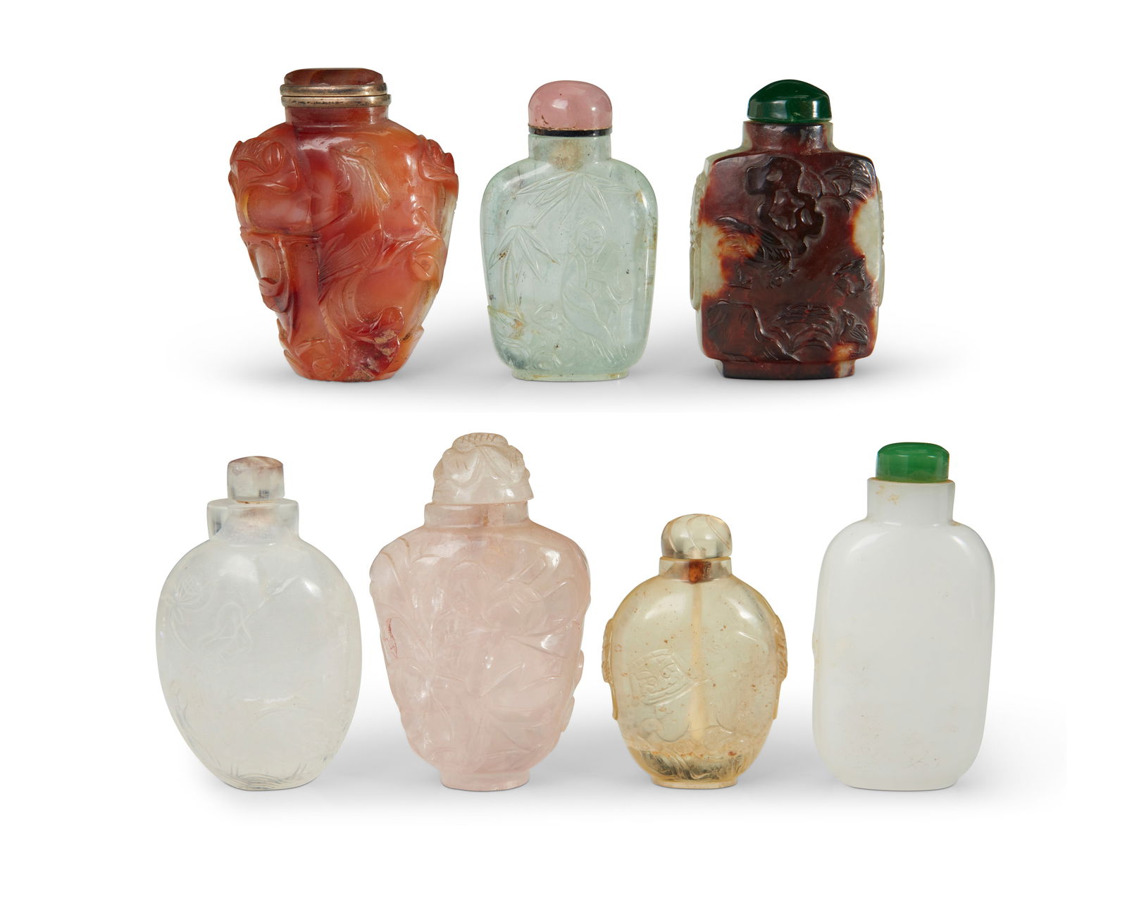 A group of Chinese carved stone snuff bottles (1 of 5)