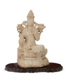 A Chinese carved alabaster Bodhisattva figure