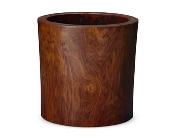 A Chinese hardwood brush pot