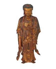 An Asian giltwood figure of the Amitabha Buddha