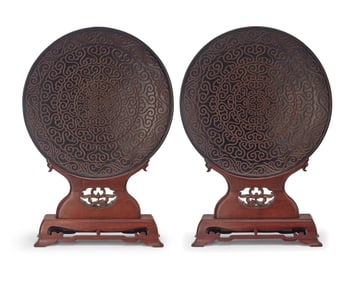 A pair of Chinese guri lacquer platters