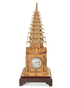 A rare zimingzhong automaton pagoda-form clock