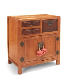 A small Chinese elmwood chest
